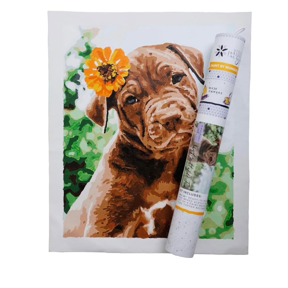 Pink Picasso Kits Violet Van Gogh Paint by Number, Adults, 16x20 Dog Wall Art